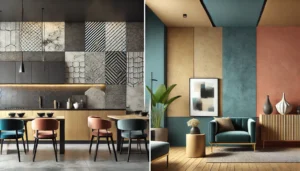 A side-by-side image showing trend innovations in interior design